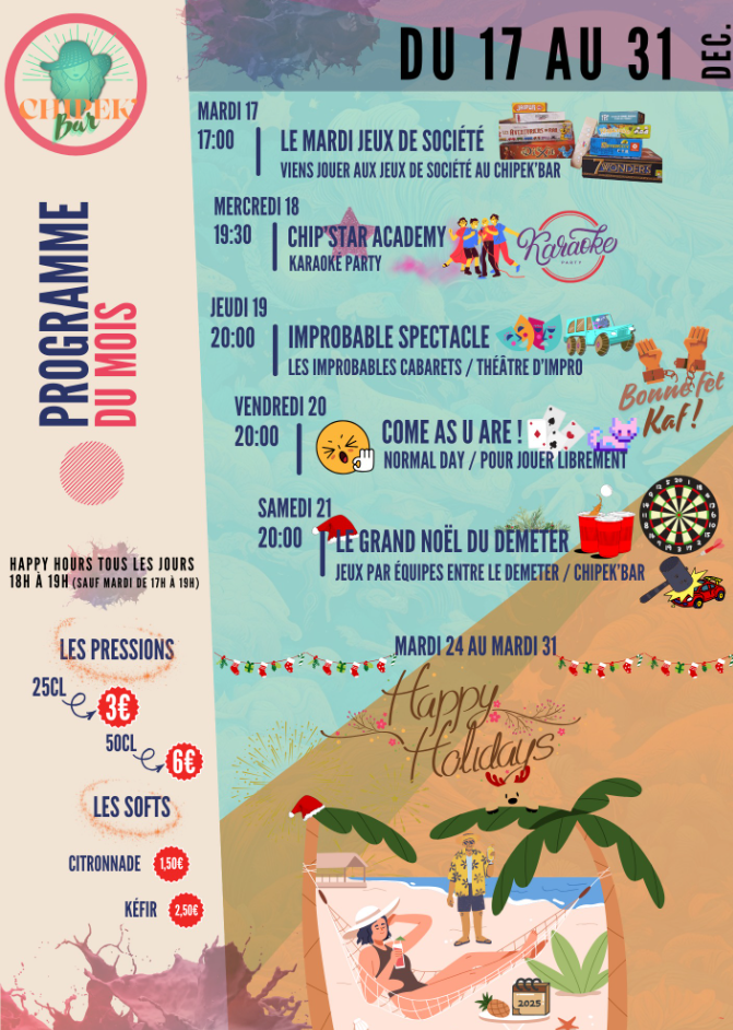 Affiche Derniers moments de 2024 au Chipek'Bar