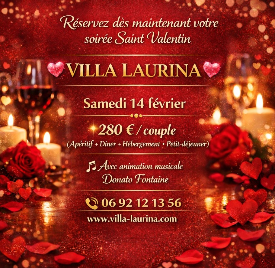 Affiche Soirée saint-valentin à la villa laurina