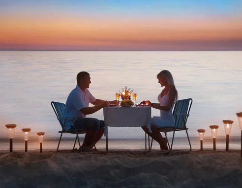 Dîner romantique face au lagon