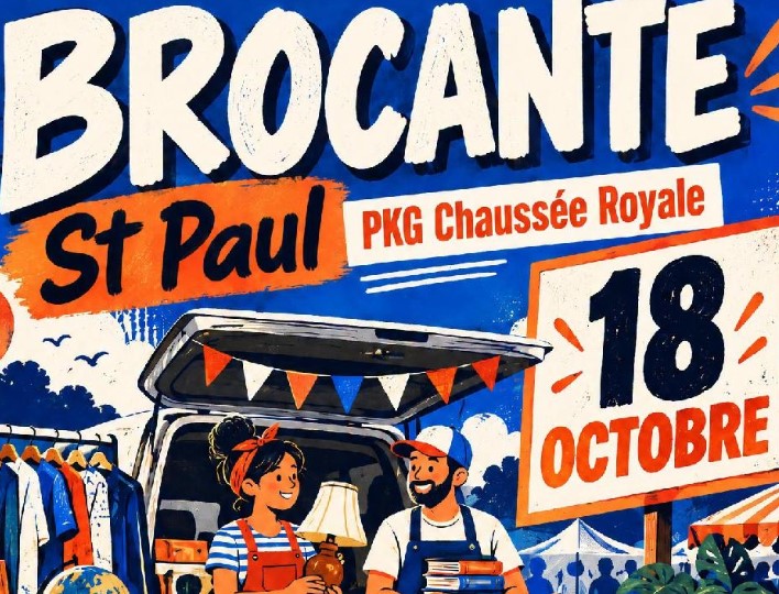 Affiche Brocante à saint-paul chaussée royale