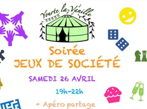 Affiche Soirée Jeux de Société à la Yourte la Vanille